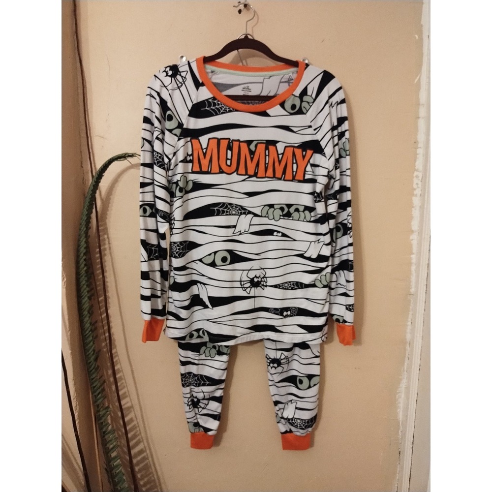 Way to Celebrate Halloween Mummy Pajamas Kids Unisex White Orange Size M 8-10